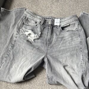 American Eagle Outfitters High Rise 90’s BF Gray Distressed Women Jeans